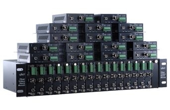 Fiber Media Converter - 16 x 1 Video + 1 Data RackMount Kit Single Mod 20KM