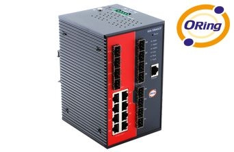 Industrial 12-port managed Gigabit Ethernet switch with 8xGigabit combo ports and 4x1000Base-X, SFP socket