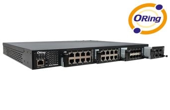 Industrial Layer-3 modular 28-port RM managed Gigabit Ethernet switch up to 24x10/100/1000Base-T(X) ports and 4x100/1000Base-X, SFP socket