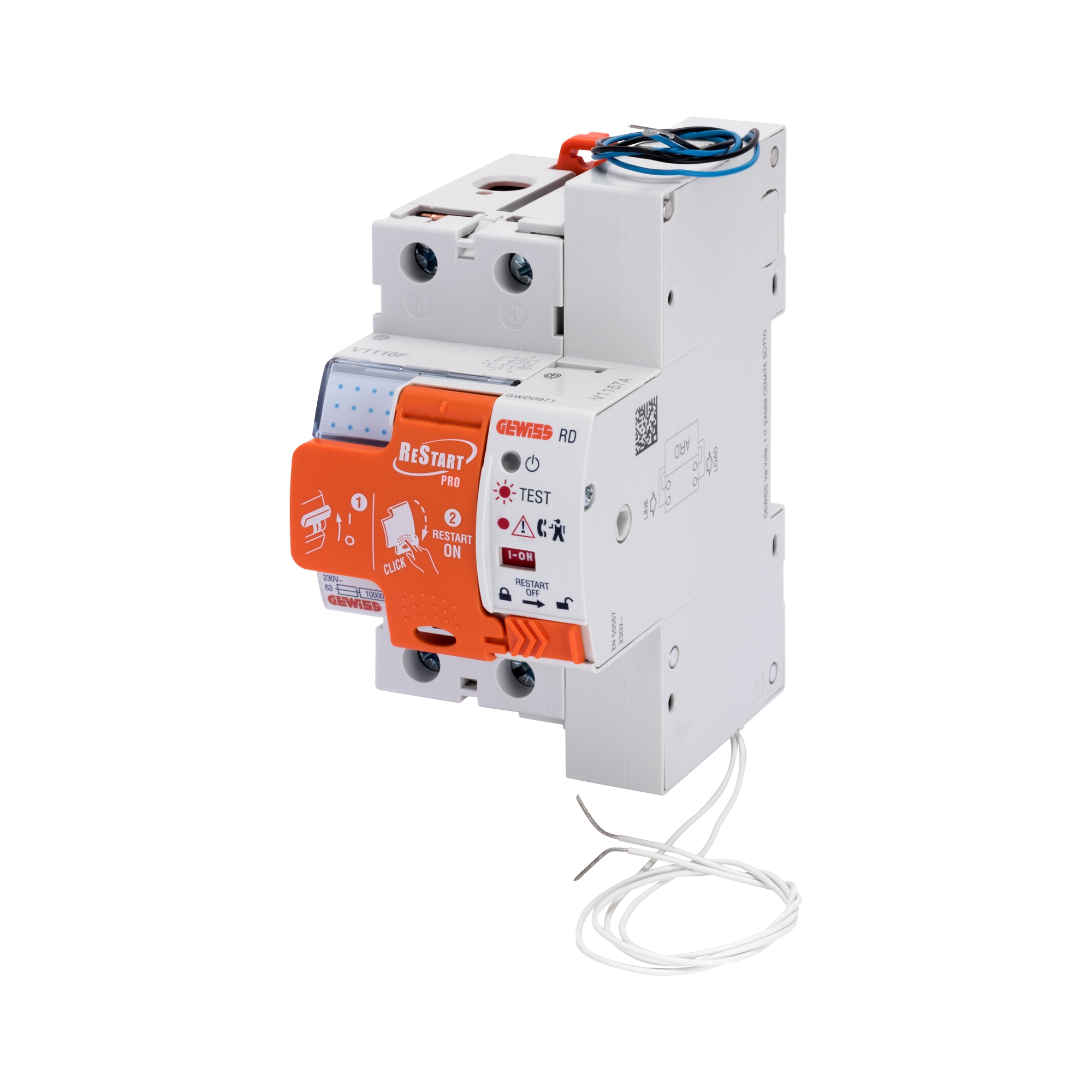 RESTART RD PRO - 2 POLES - COUPLED WITH RCCB\'S IDP - 25 A TYPE A Idn=0,03 A 230 V - 3 MODULES EN 50022