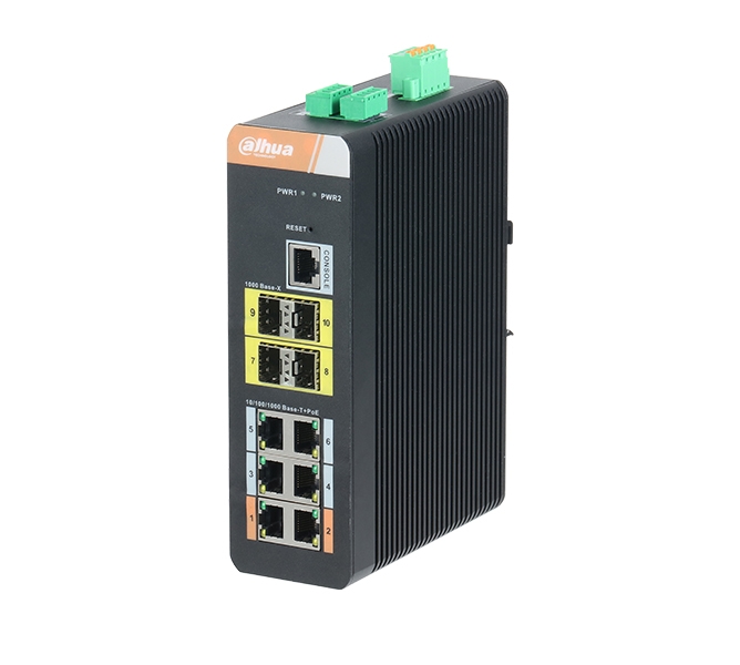 10-Port Gigabit Industrial Swicth with 6-Port Gigabit PoE (Managed)