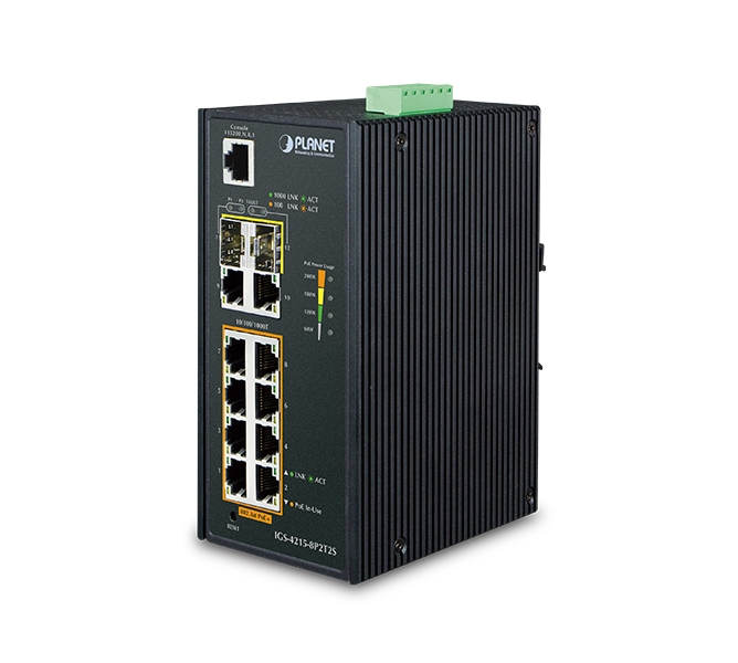 Industrial 8-Port 10/100/1000T 802.3at PoE + 2-Port 10/100/1000T + 2-Port 100/1000X SFP Managed Switch 