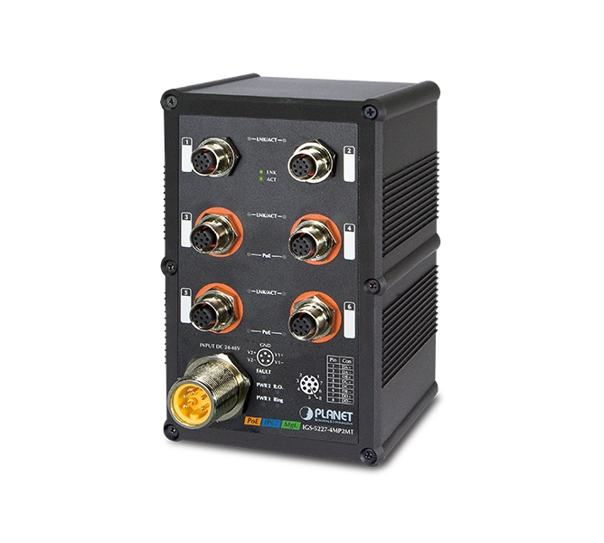 Industrial IP67 Rated 4-Port 10/100/1000T 802.3at PoE + 2-Port 10/100/1000T Managed Ethernet Switch 