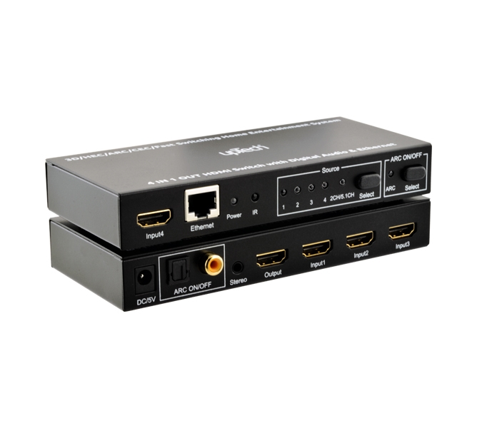 HDMI 1.4v Switch 4 IN 1 OUT Toslink+Coaxial Audio
