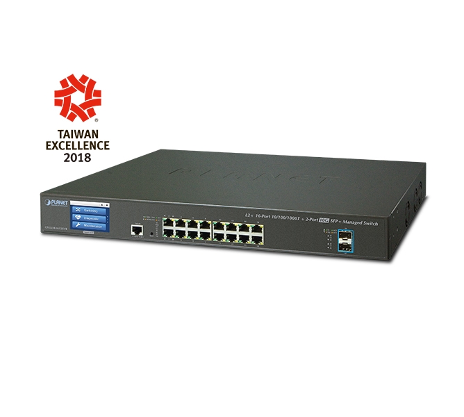  L2+ 16-Port 10/100/1000T + 2-Port 10G SFP+ Managed Switch with LCD touch screen 