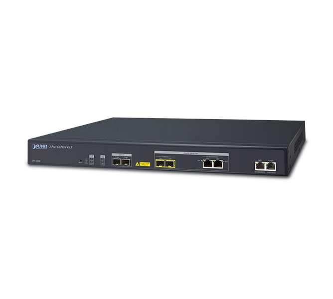 GEPON OLT (2-PON Interface, 2x GbE RJ45, 2 x GbE SFP, 1 x MGT Port) 