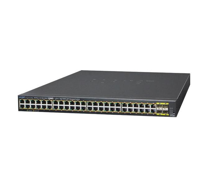 48-Port 10/100/1000T 802.3at PoE + 4-Port 100/1000BASE-X SFP Managed Switch