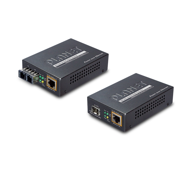 100/1000BASE-X to 10/100/1000BASE-T PoE+ Media Converter 