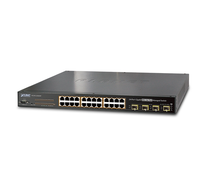24-Port 10/100/1000Mbps 802.3at PoE+ Managed Switch with 4 Shared SFP Ports 
