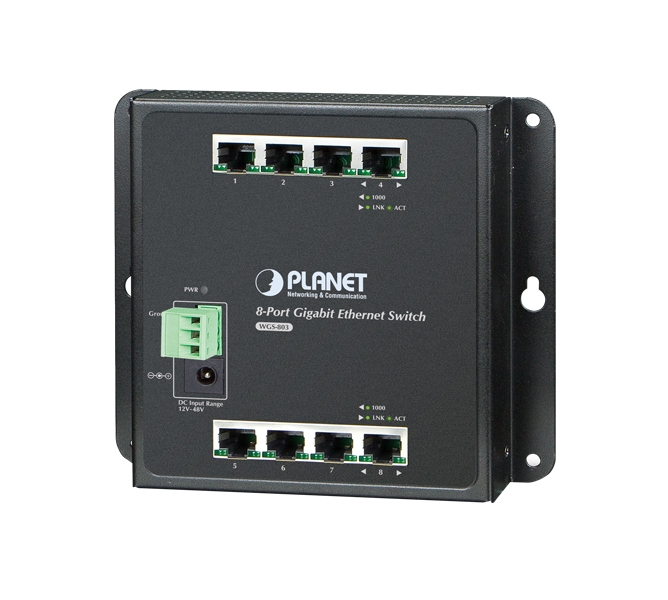 Industrial 8-Port 10/100/1000T Wall-mount Switch (-10~60 degrees C) 