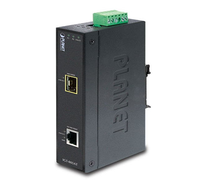 Industrial 10/100/1000BASE-T to 100/1000BASE-X SFP Media Converter (-40~75 degrees C) 