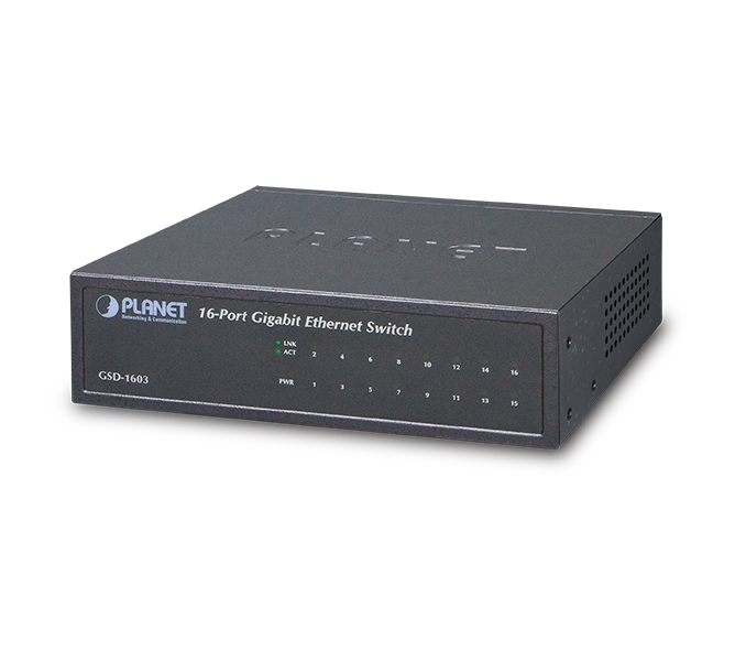 16-Port 10/100/1000BASE-T Desktop Gigabit Ethernet Switch, Metal (External Power) 