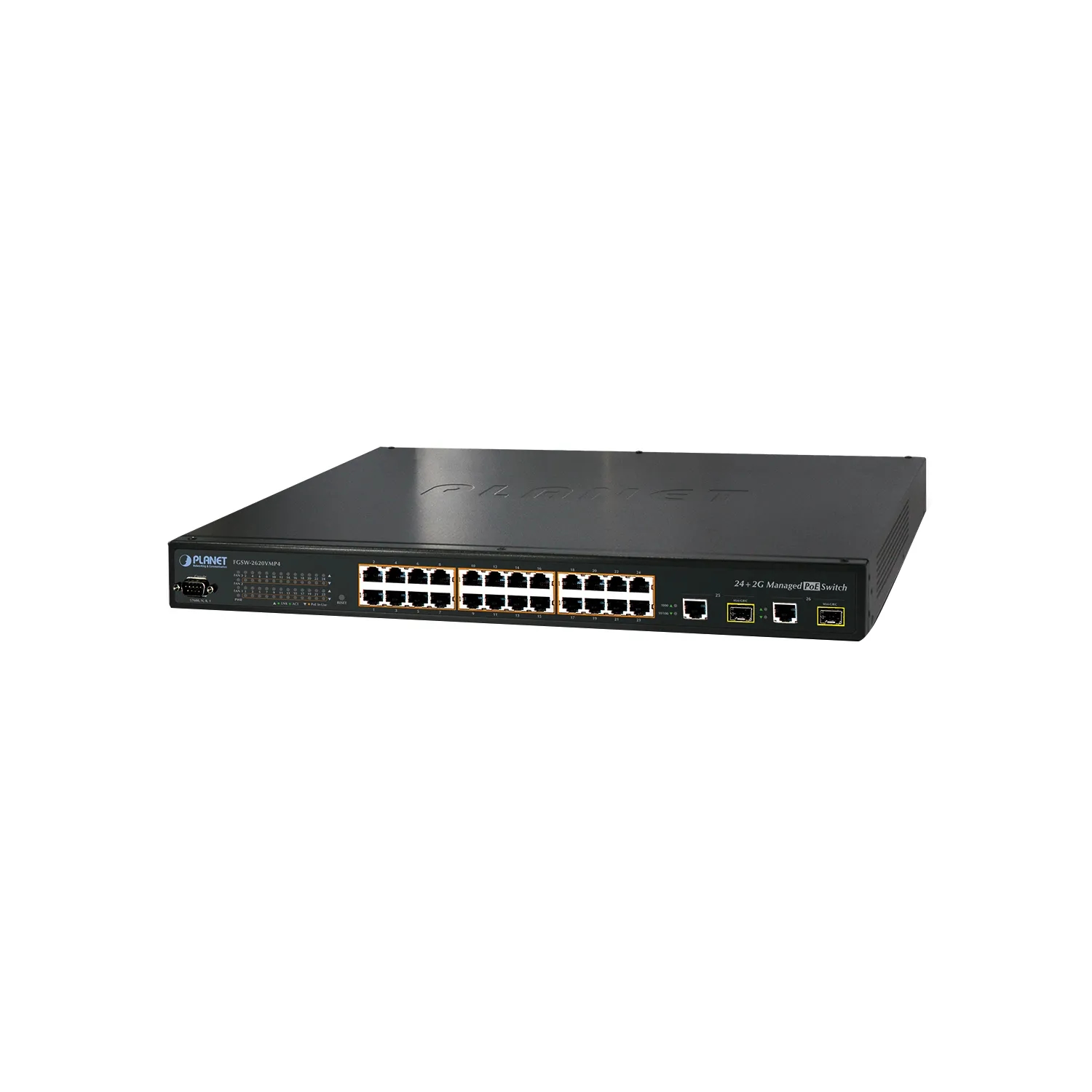 SNMP Managed 24-Port 802.3af 10/100 PoE Ethernet Switch + 2-Port Gigabit (400W)