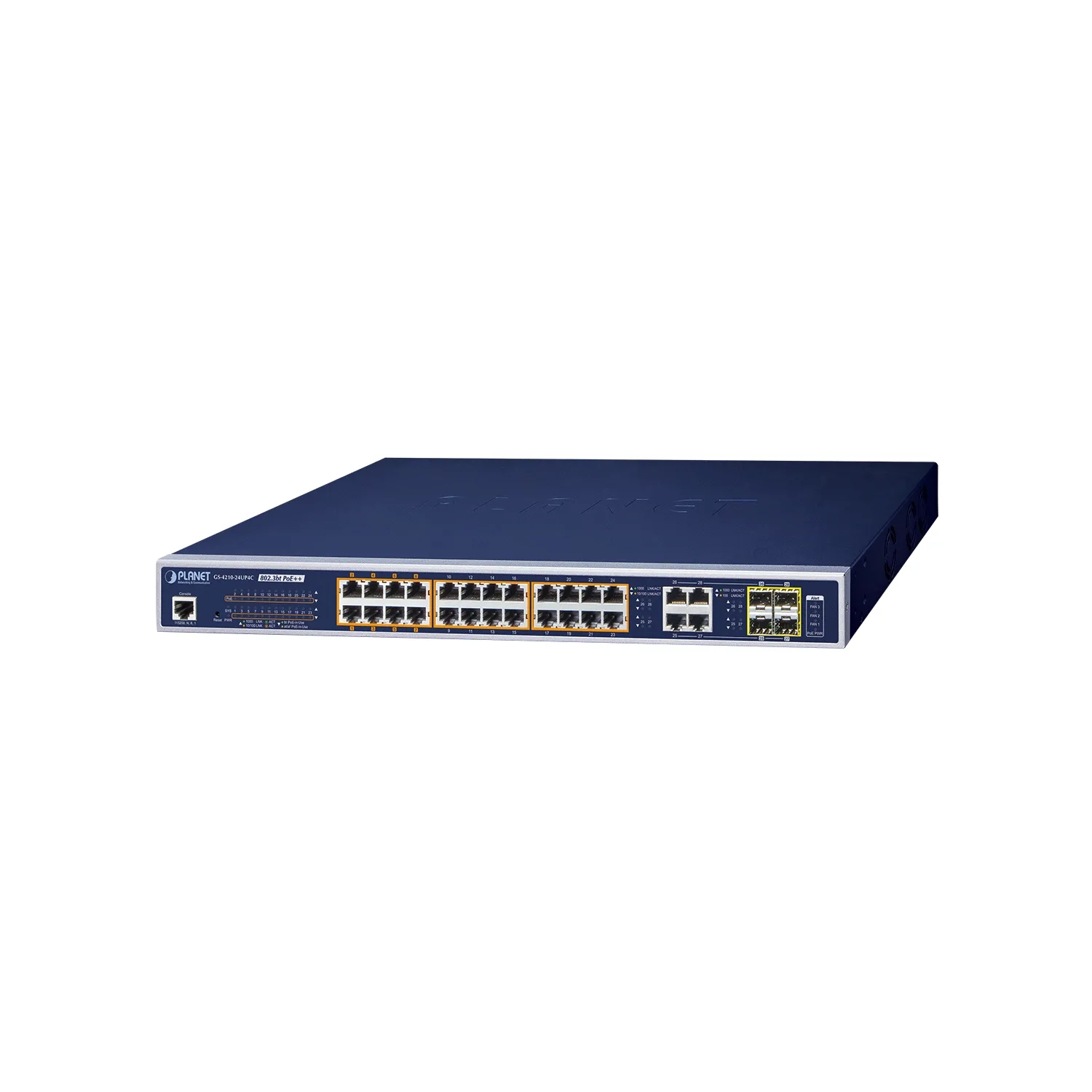 IPv6/IPv4, 24-Port Managed 60W Ultra PoE Gigabit Ethernet Switch + 4-Port Gigabit Combo TP/SFP (600W PoE budget, SNMPv3, 802.1Q VLAN, IGMP Snooping, S