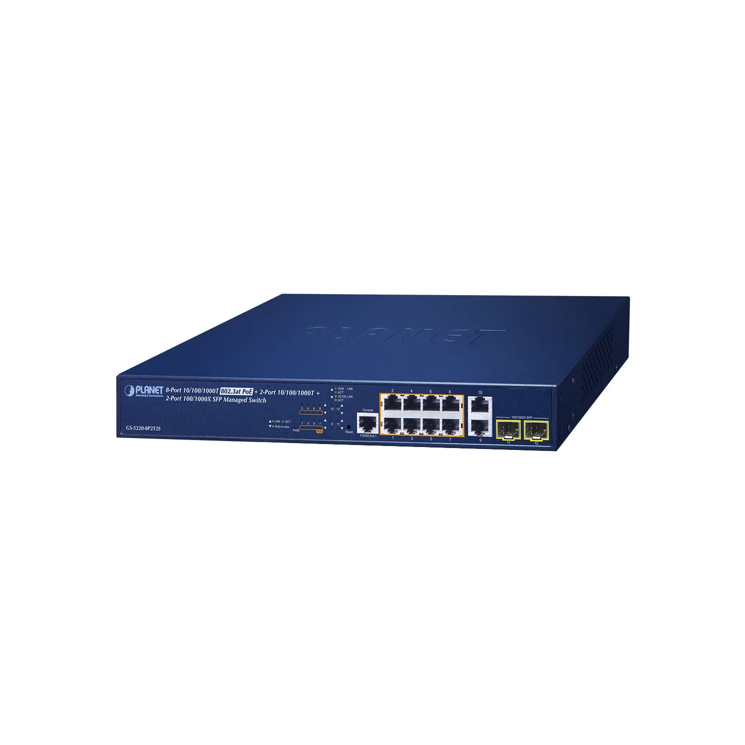 L2+ 8-Port 10/100/1000T 802.3at PoE + 2-Port 10/100/1000T + 2-Port 100/1000X SFP Managed Switch