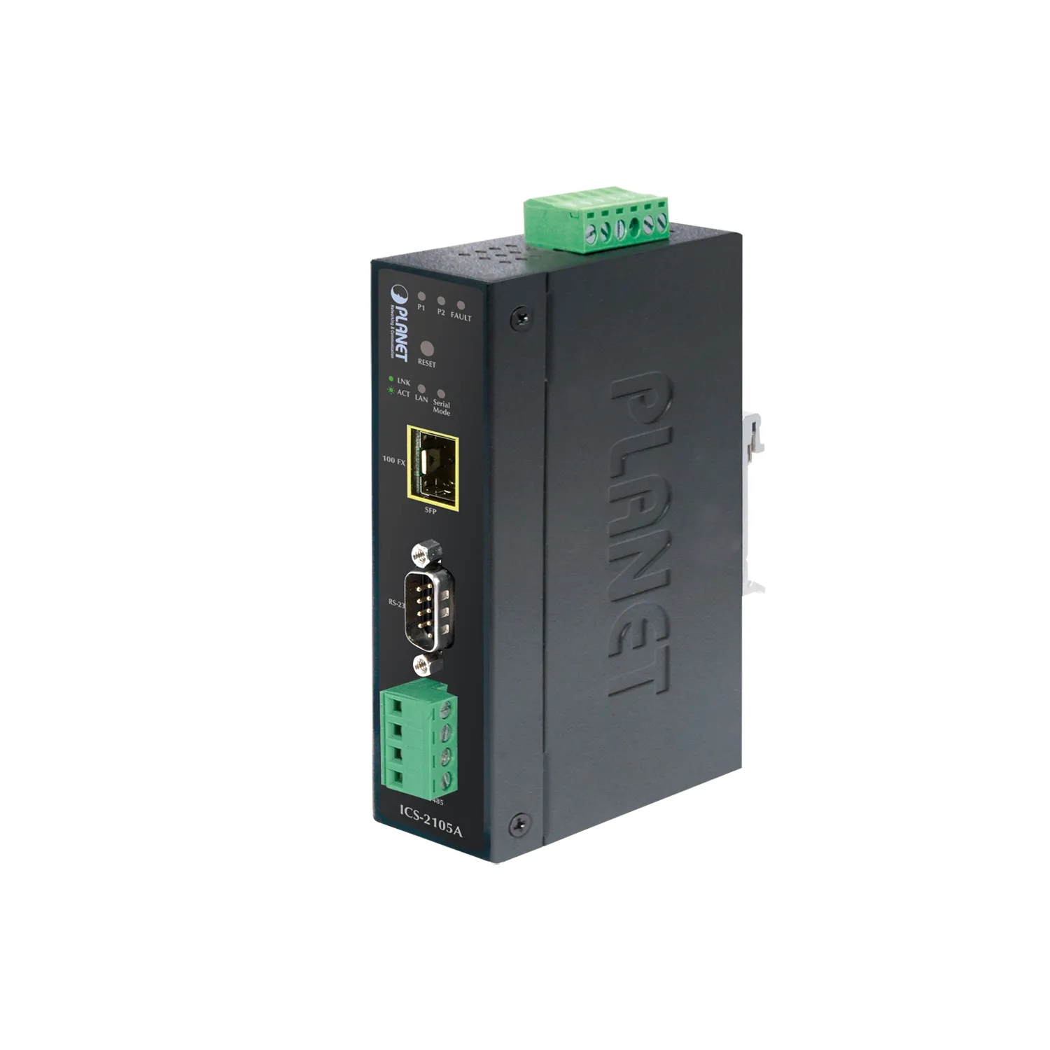 IP30 Industrial RS232/RS-422/RS485 to 100Base-FX Fiber Optic (SFP) Converter