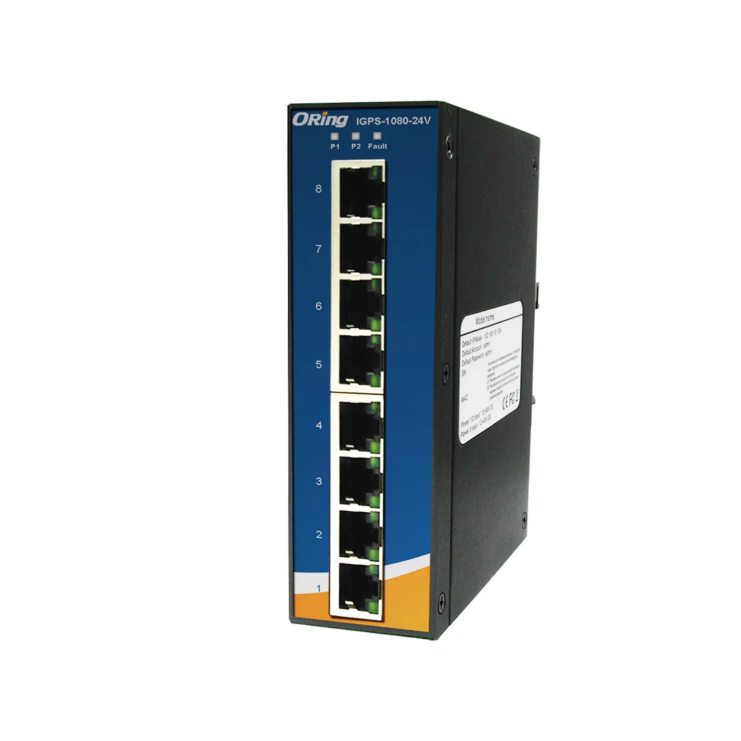 Slim Type 8x 10/100/1000TX (RJ-45) PoE+ for Vehicle use with e-Mark