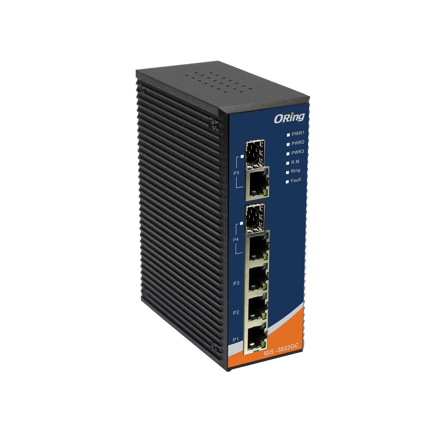 Rugged 3x 10/100/1000TX (RJ-45) + 2x 100/1000 Combo (SFP/RJ-45) (EN50155)