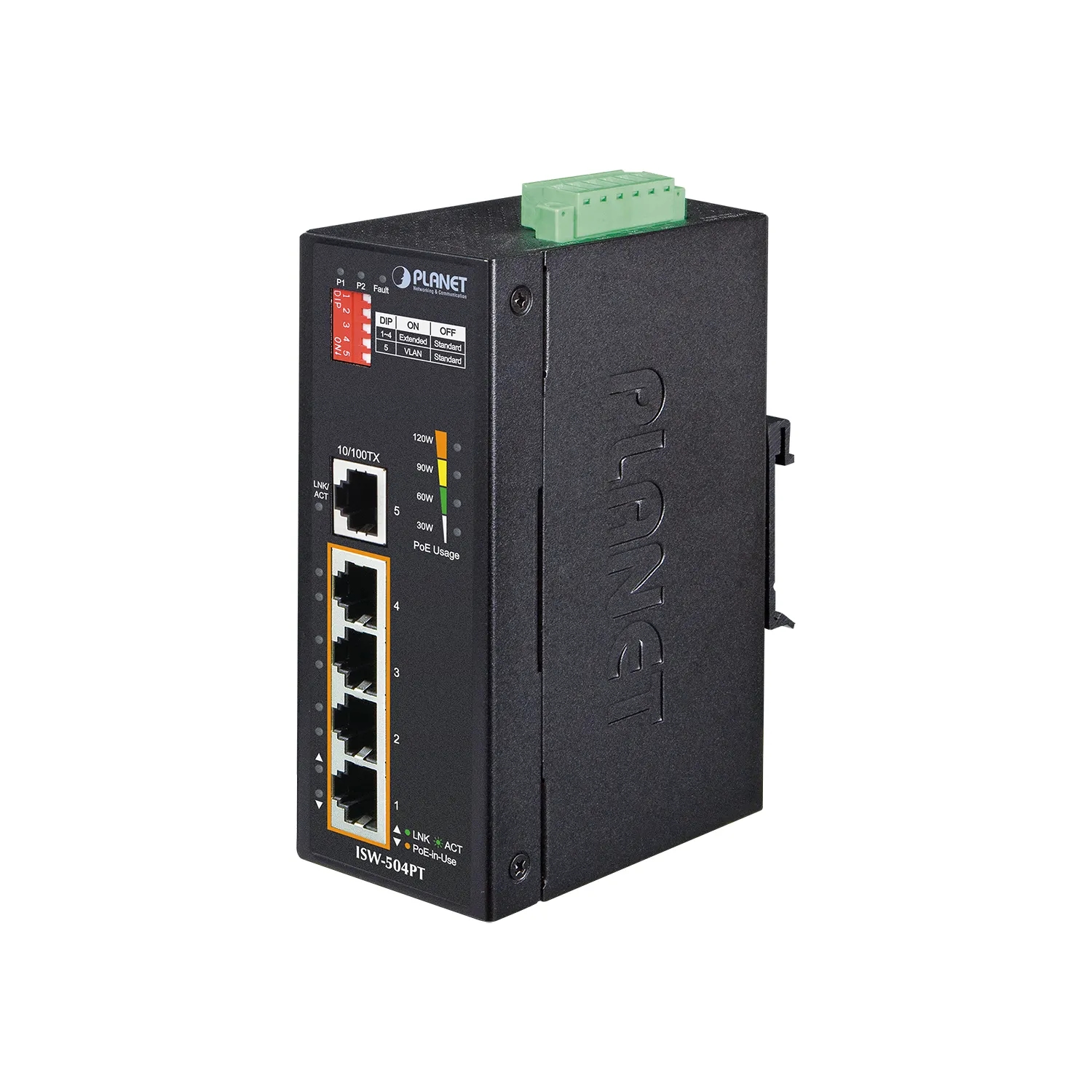 IP30 5-Port/TP POE Industrial Fast Ethernet Switch (-40 to 75 C)