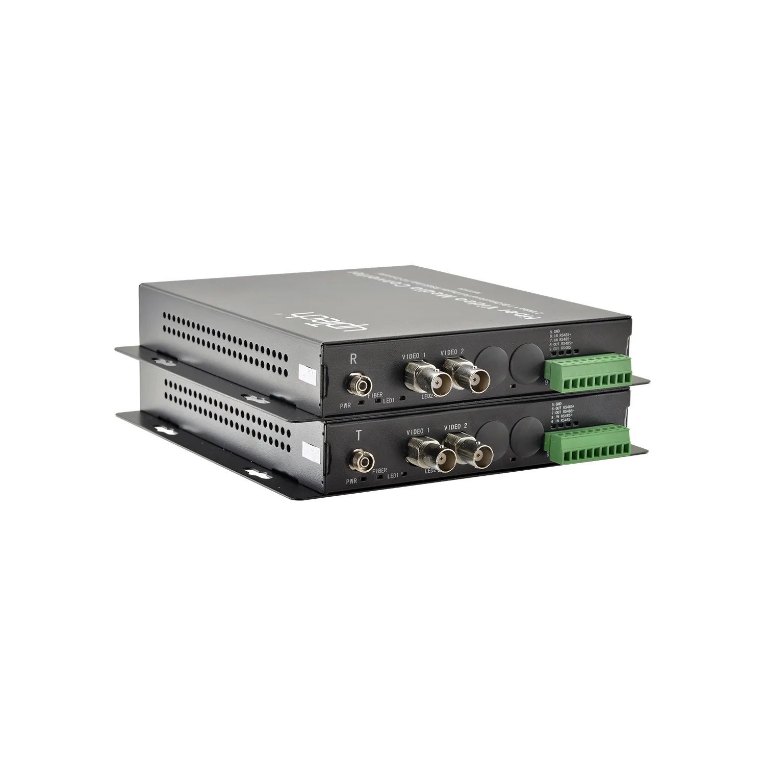 Fiber Media Converter - 2 Video + 1 Data - Pair