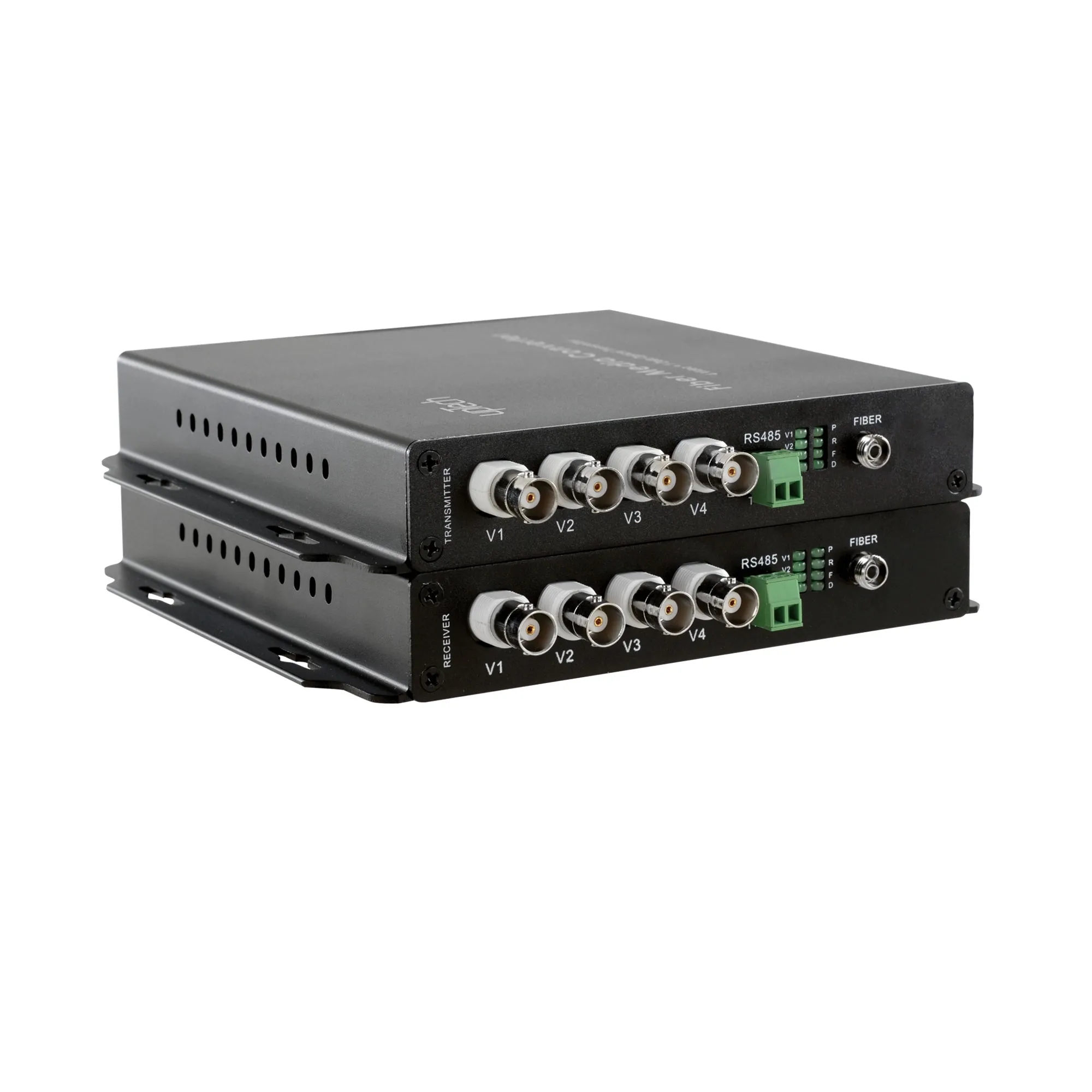 Fiber Media Converter - 4 Video + 1 Data - Pair