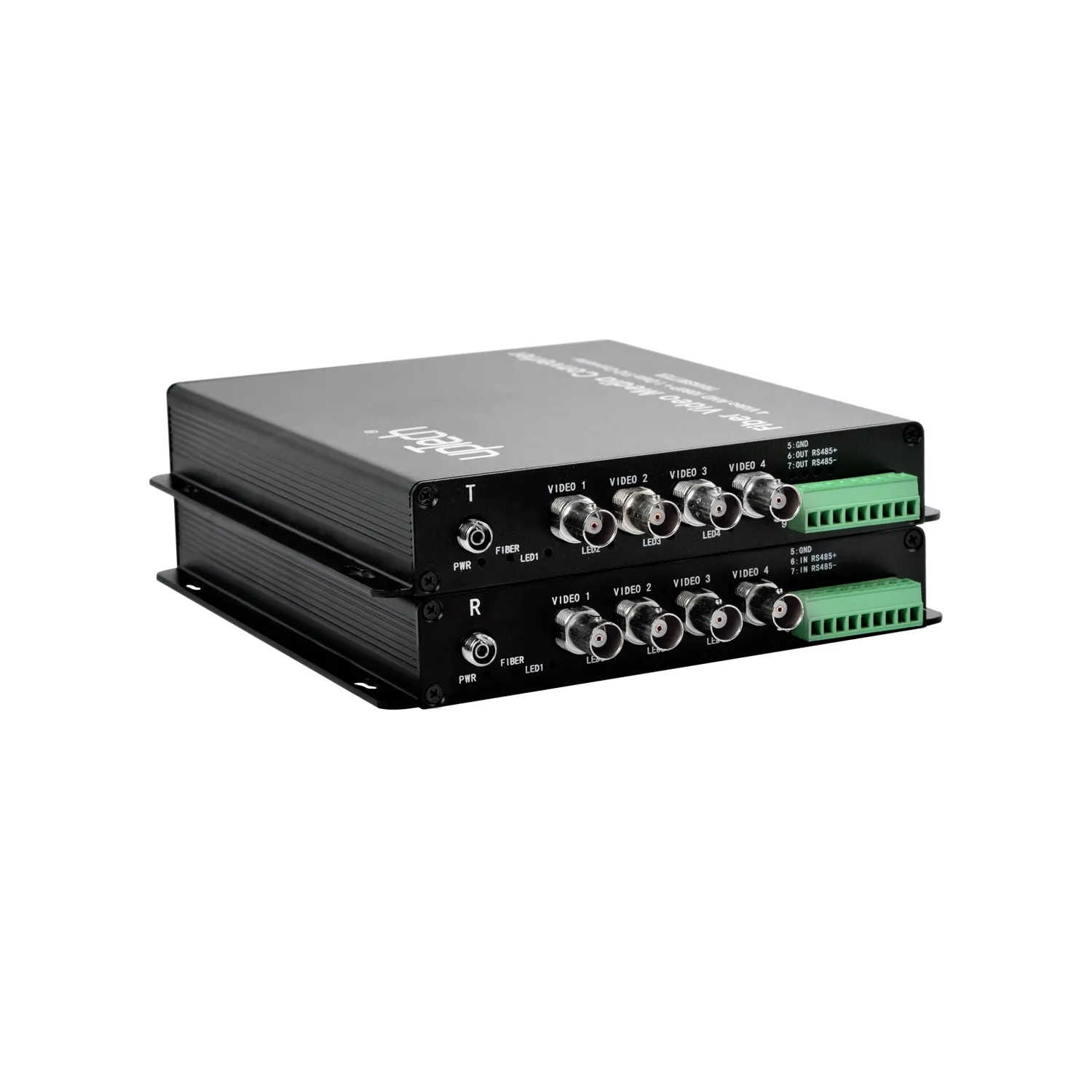 Fiber Media Converter - 4 Video + 1 Data - Pair support AHD 1080P