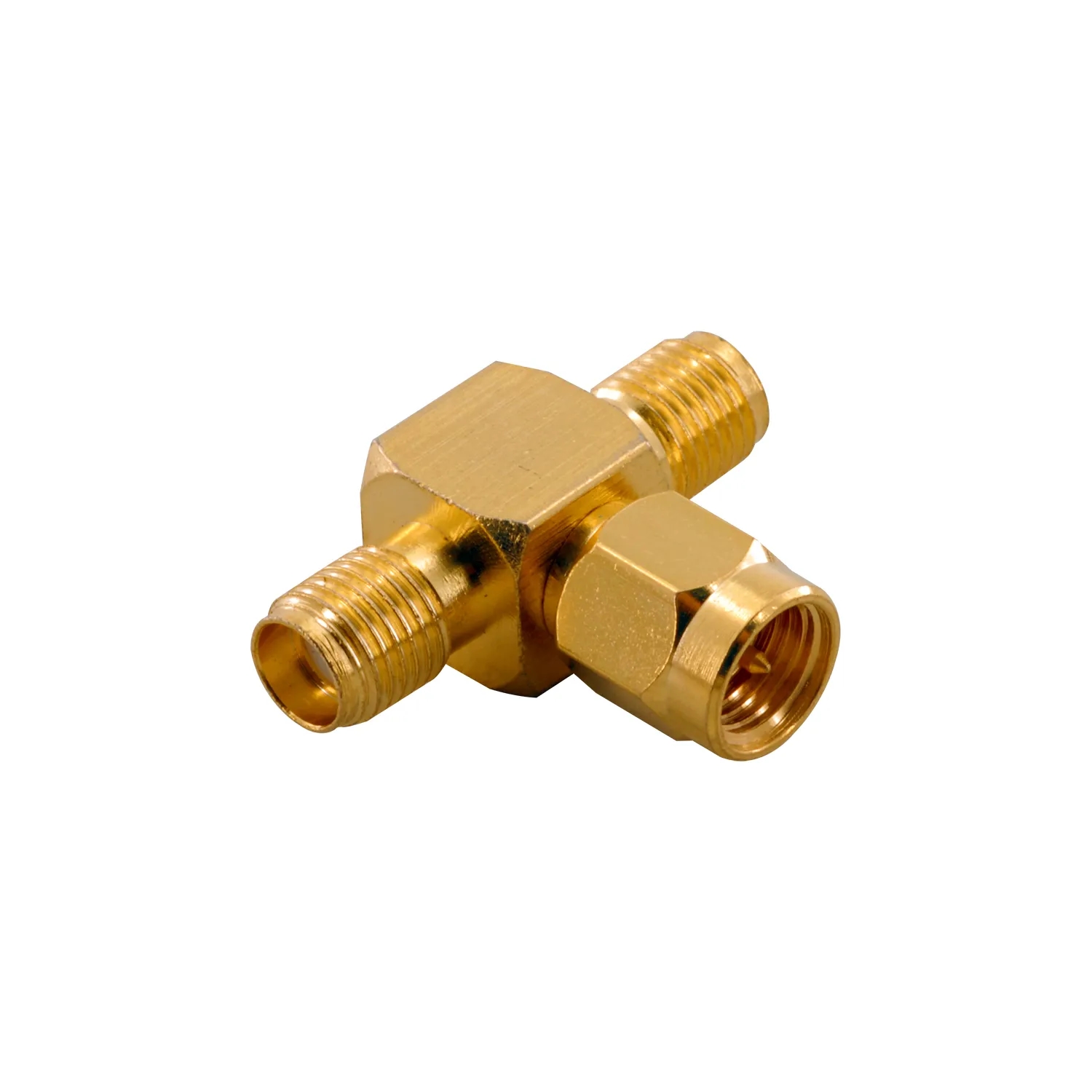 SMA Erkek - Dişi - Dişi T Konnektör - Gold Plated 