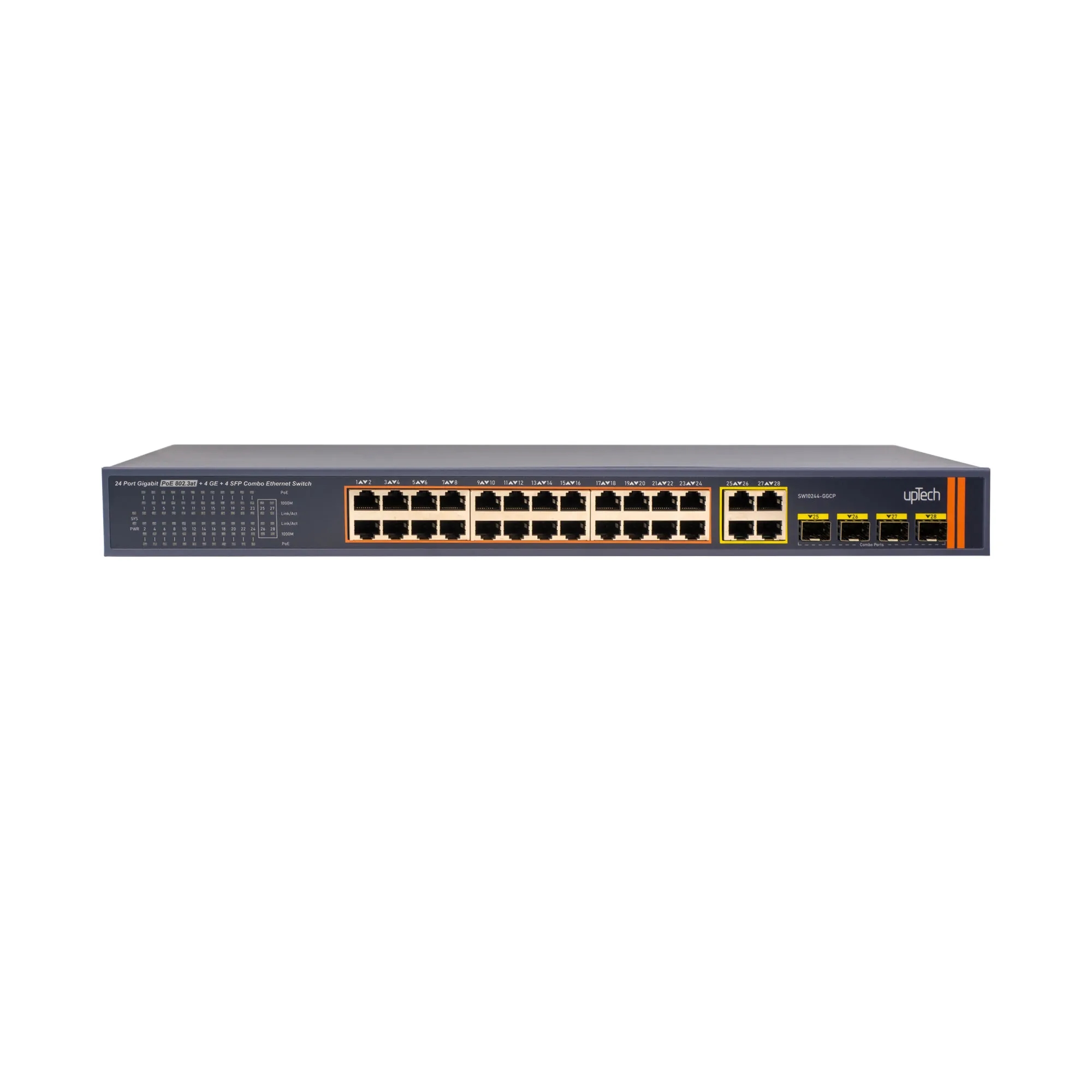 Unmanaged 24x 10/100/1000M PoE RJ45 ports + 4x Gigabit Combo SFP 400W PoE Ethernet Switch