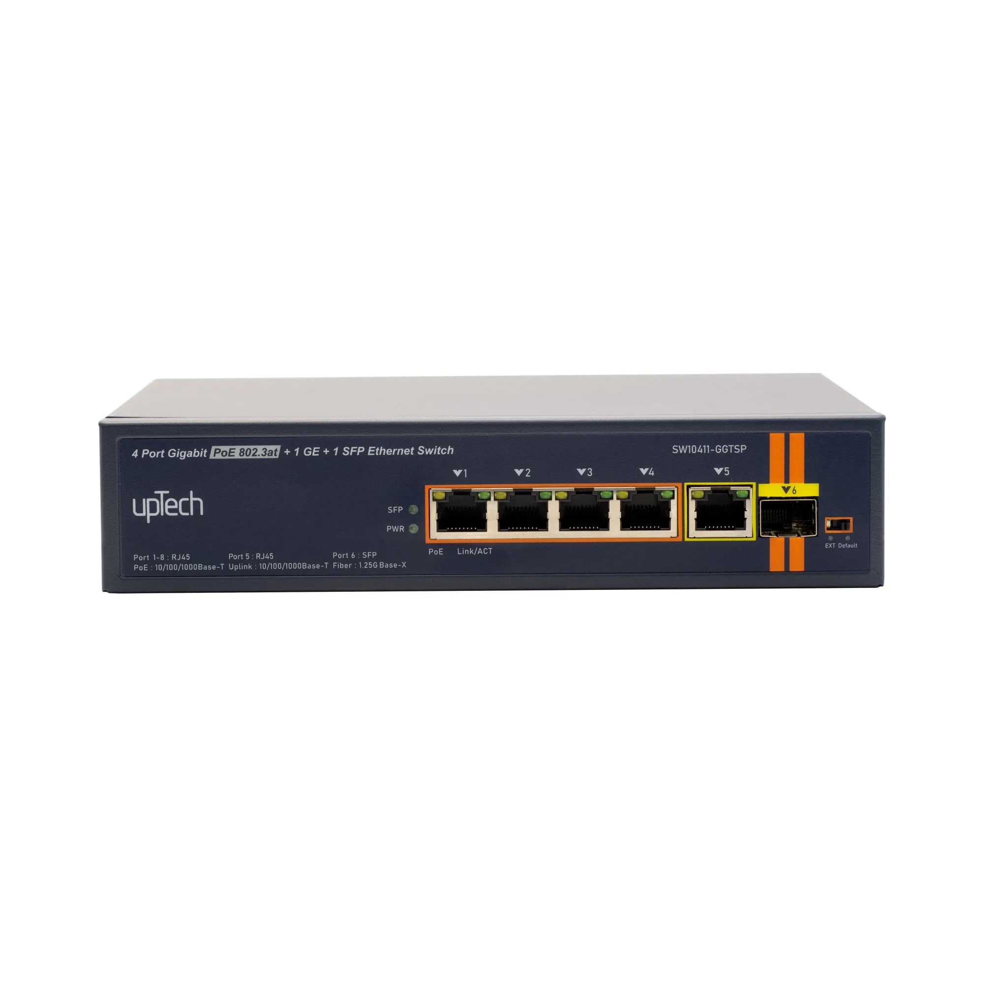 Unmanaged 4x 10/100/1000M PoE + 1x1000Base-T RJ45 + 1 x GE SFP 75W PoE Ethernet Switch