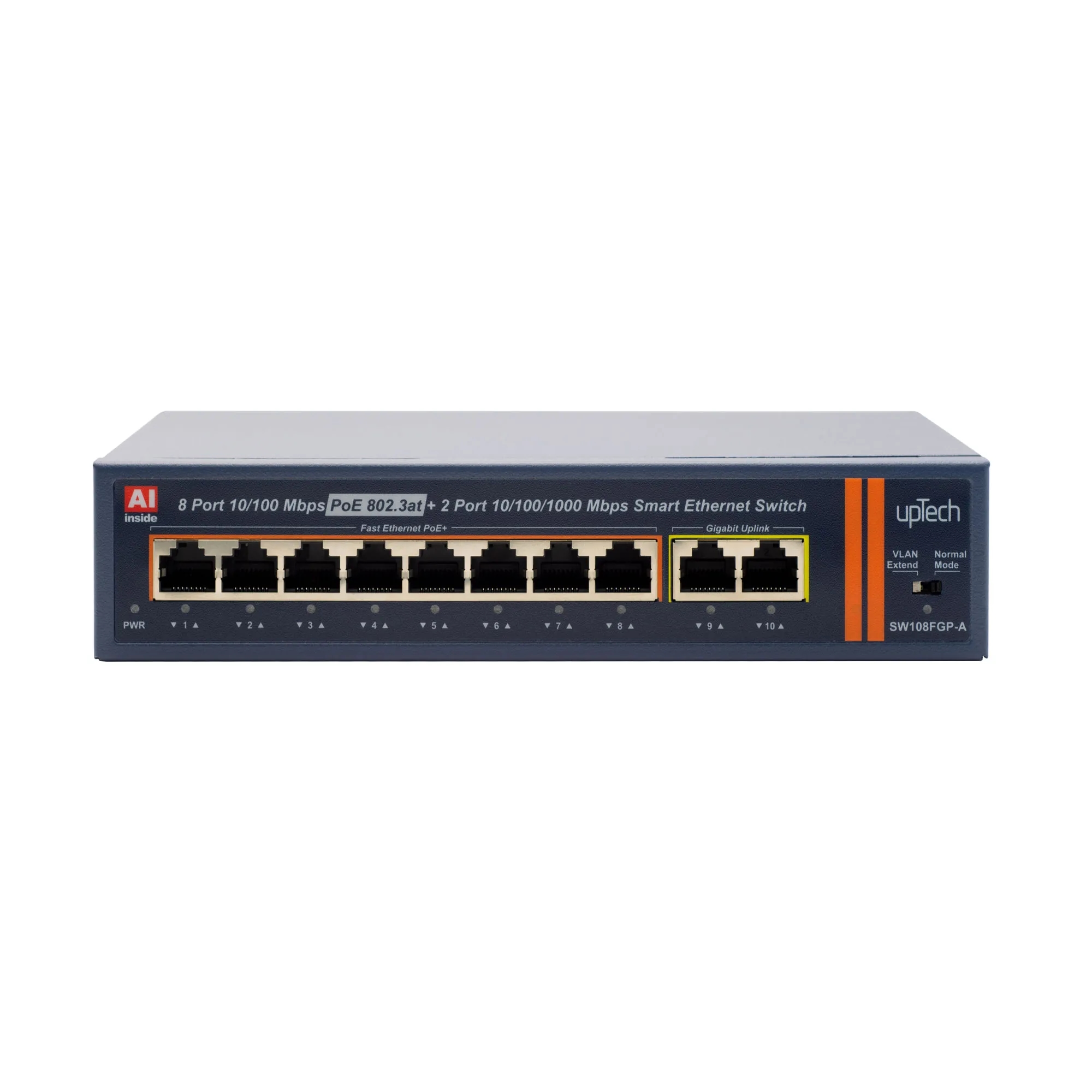 8 ports 10/100M POE Switch with 2 Gigabit Uplink ,IEEE802.3af/at,120W