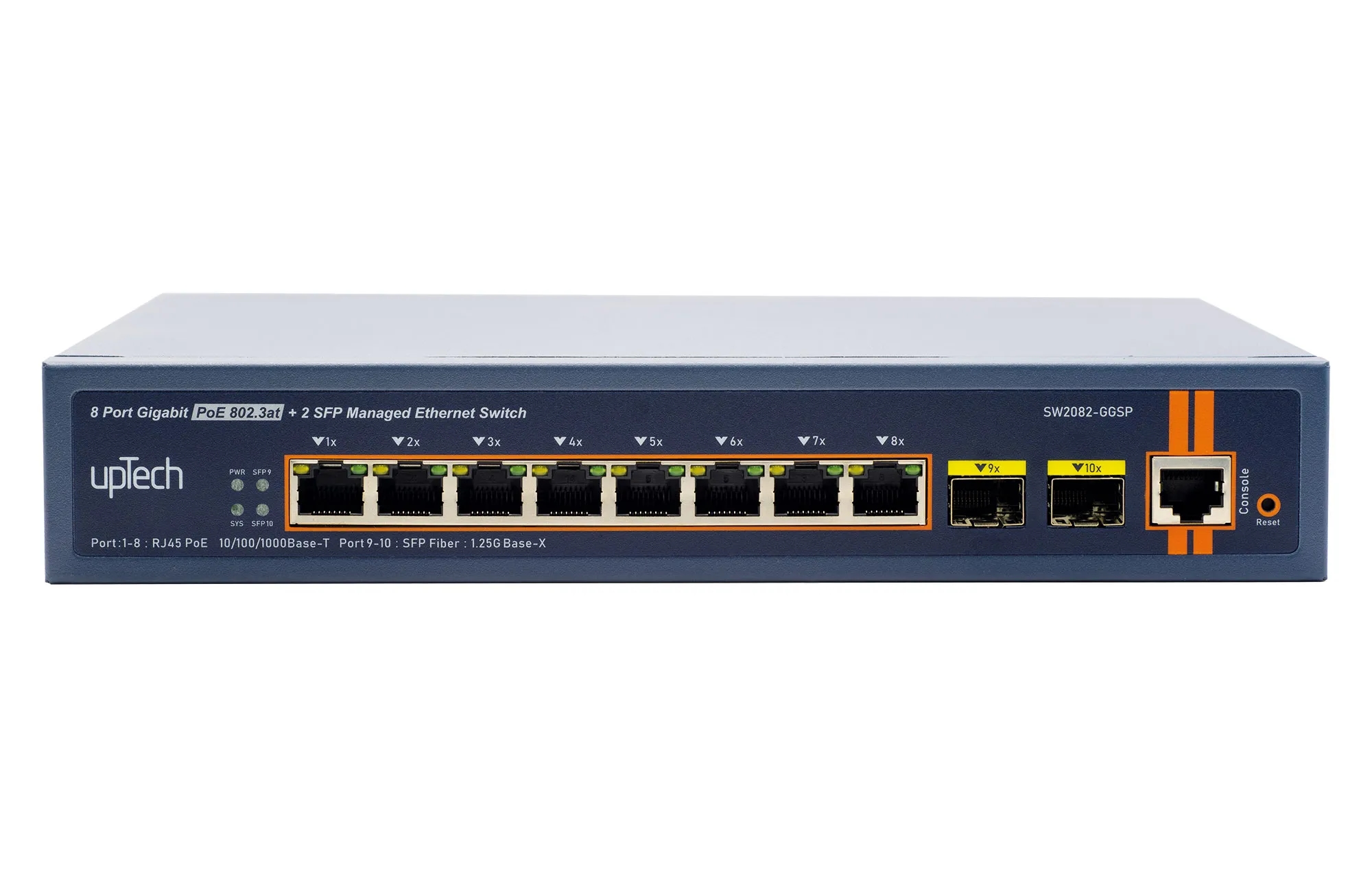 L2+ Managed 8x 10/100/1000M PoE RJ45 ports + 2x GE SFP 120W PoE Ethernet Switch
