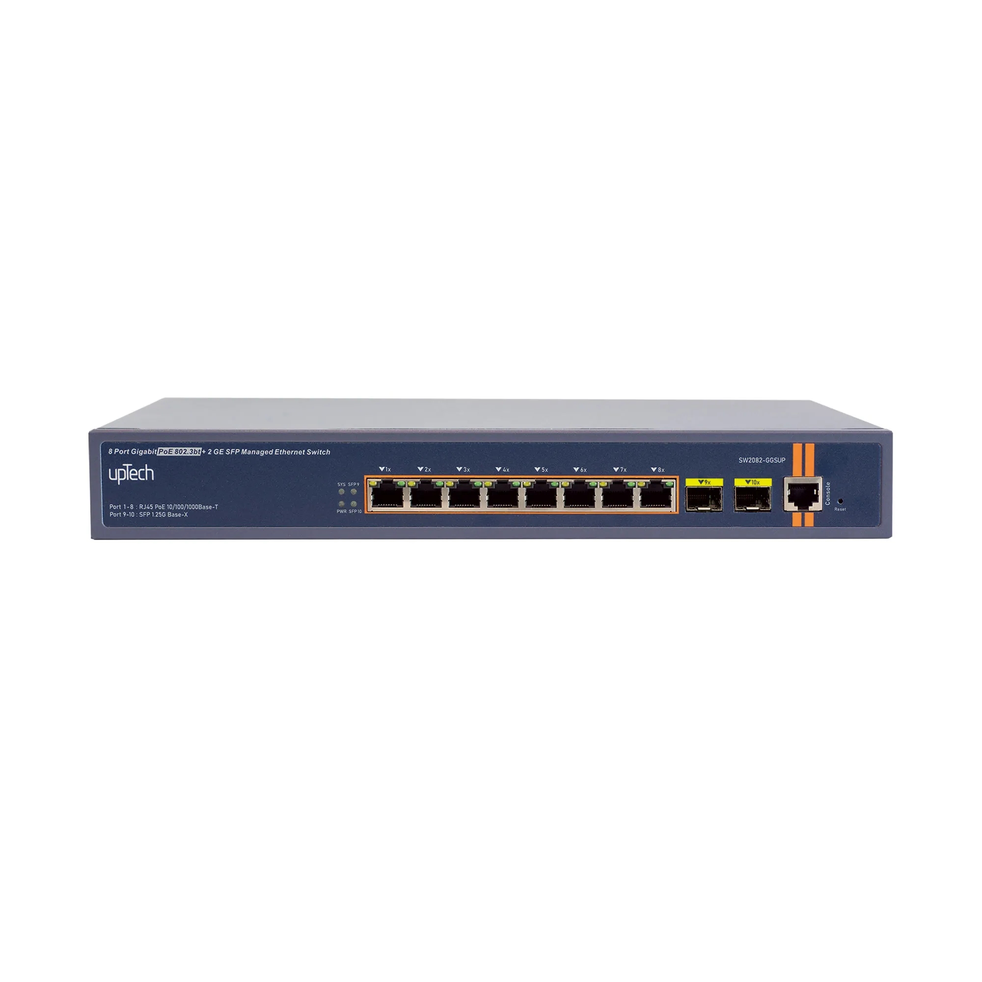 L2+ Managed 8x 10/100/1000M PoE RJ45 ports (1-4ports 802.3bt)+ 2x GE SFP 300W PoE Ethernet Switch