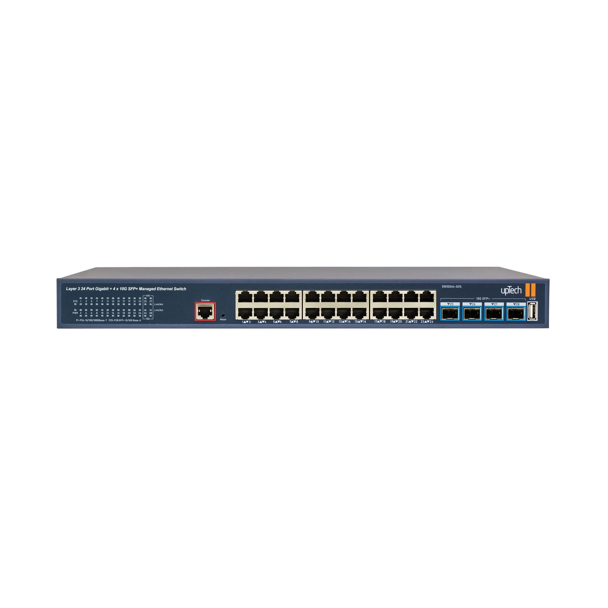 L3 Managed 24x 10/100/1000M RJ45 + 4x 10G SFP+ Ethernet Switch