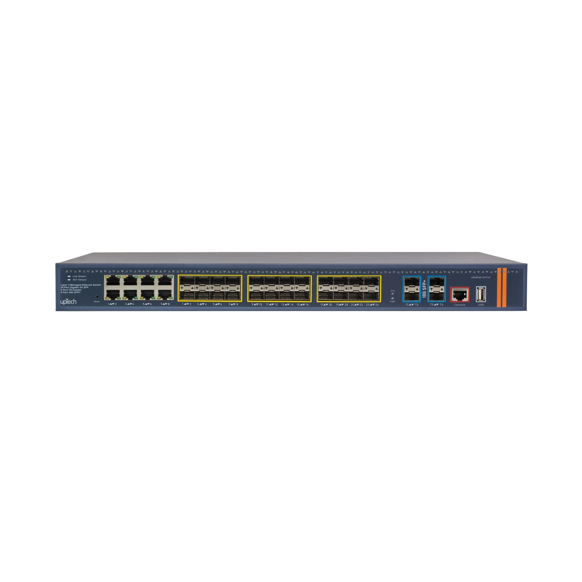 L3 Managed 24x 10/100/1000M SFP + 8x 10/100/1000M RJ45 (Shared) + 4x 10G SFP+ Ethernet Switch