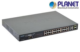 24-Port 10/100Mbps + 2 Gigabit TP / SFP Managed 802.3at PoE Switch