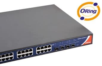 Industrial 28-port rack mount managed Gigabit PoE Ethernet switch with 24x10/100/1000Base-T(X) P.S.E. and 4x1000Base-X, SFP socket 2