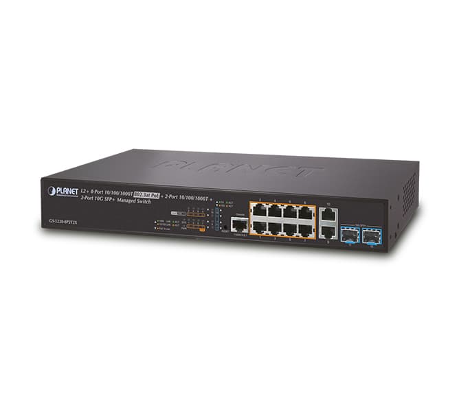 L2+ 8-Port 10/100/1000T 802.3at PoE + 2-Port 1G/10G SFP+ Managed Switch 