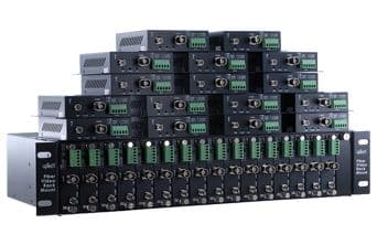 Fiber Media Converter - 16 x 1 Video + 1 Data RackMount Kit Single Mod 20KM