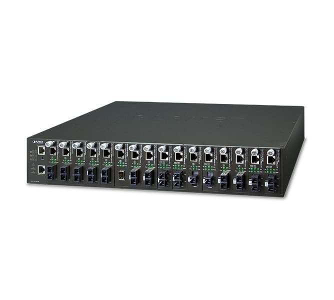 16-Slot Managed Media Converter Chassis with Redundant Power Supply System