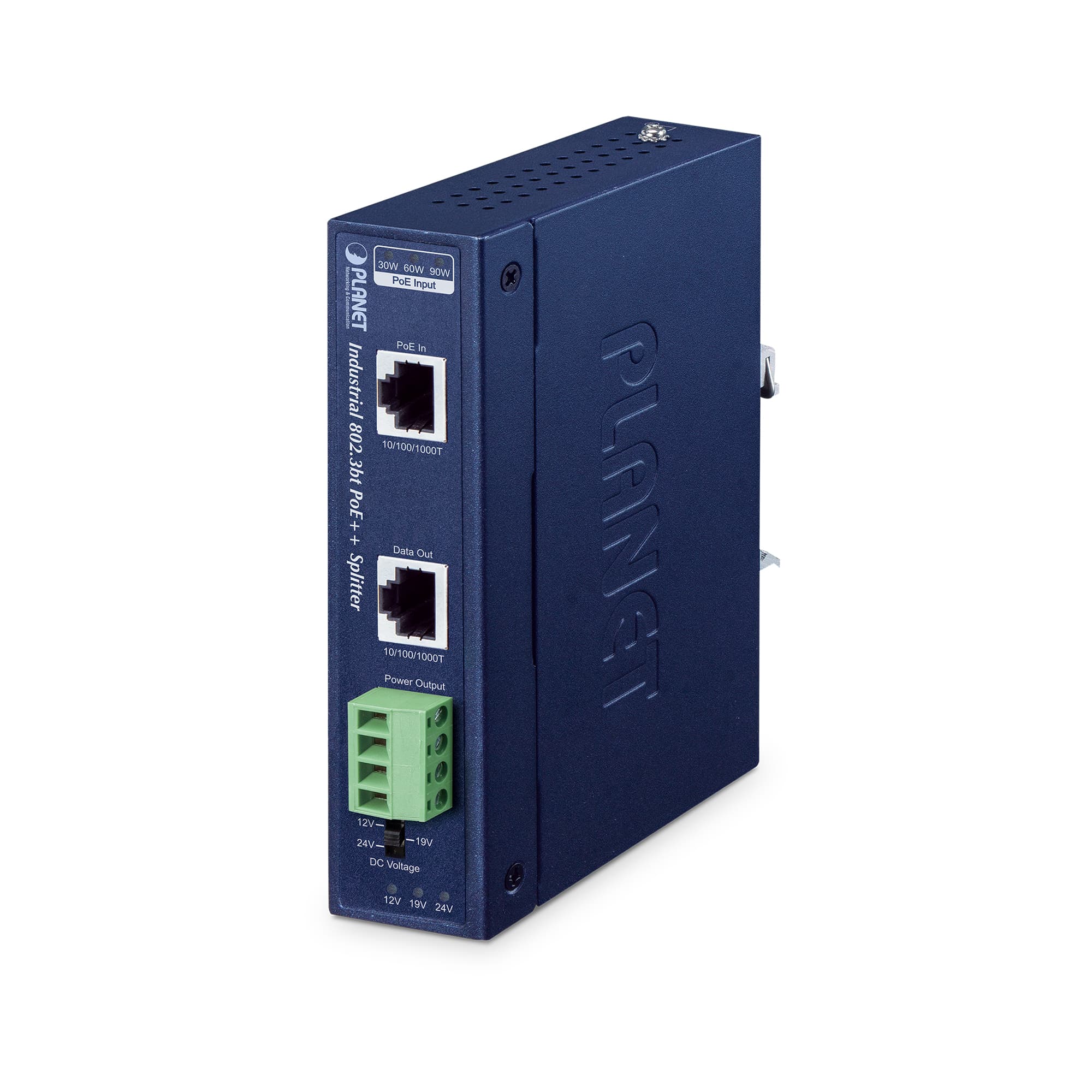 Industrial Single-Port 10/100/1000Mbps 802.3bt PoE++ Splitter