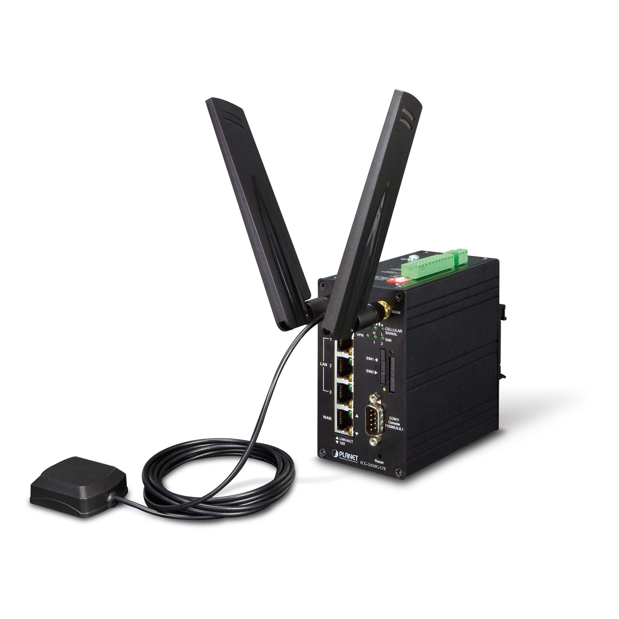 Industrial 4G LTE Cellular Gateway with 4-Port 10/100TX (2 SIM Card Slots, 2 RS232, 1 RS485, DI/DO,