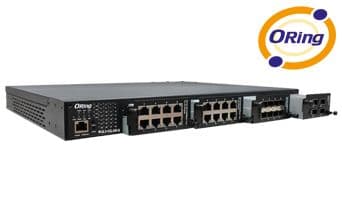 Industrial Layer-3 modular 28-port RM managed Gigabit Ethernet switch up to 24x10/100/1000Base-T(X) ports and 4x100/1000Base-X, SFP socket