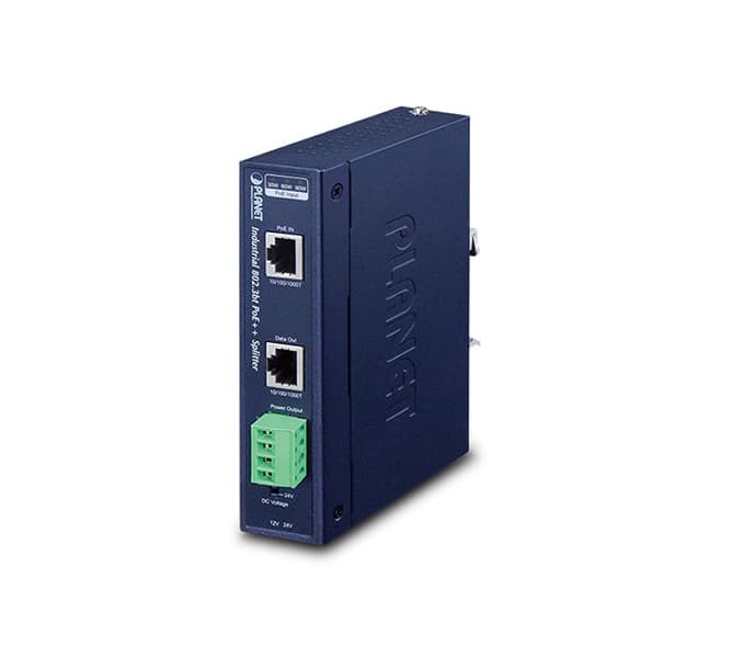 Industrial Single-Port 10/100/1000Mbps 802.3bt PoE++ Splitter