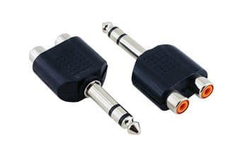 6.3mm Stereo Male - 2 RCA Female Adapter