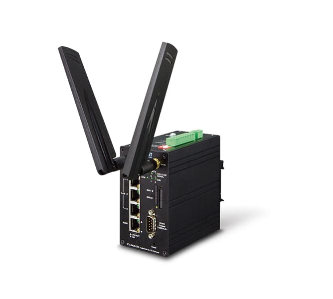 Industrial 4G LTE Cellular Gateway with 4-Port 10/100TX (2 SIM Card Slots, 2 RS232, 1 RS485, DI/DO, -20~70 degrees C) 