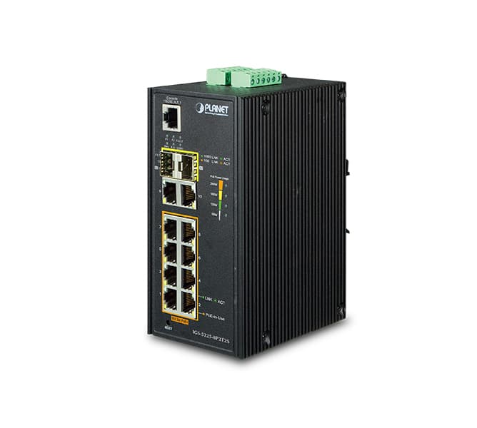 L2+ Industrial 8-Port 10/100/1000T 802.3at PoE + 2-Port 10/100/1000T+ 2-Port 100/1000X SFP Managed Ethernet Switch 