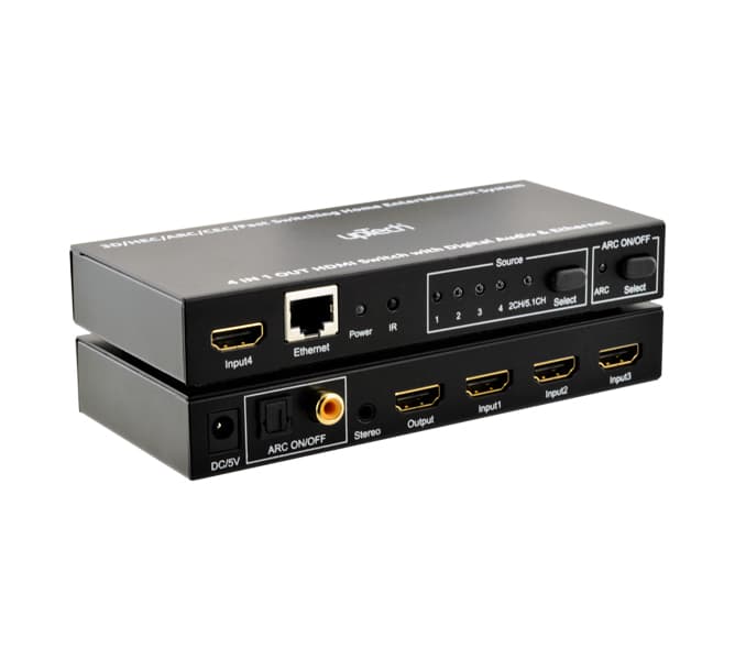 HDMI 1.4v Switch 4 IN 1 OUT Toslink+Coaxial Audio