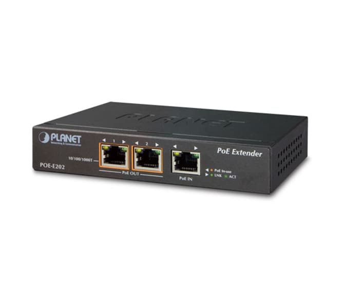 1-Port 802.3at PoE+ to 2-Port 802.3af/at Gigabit PoE Extender