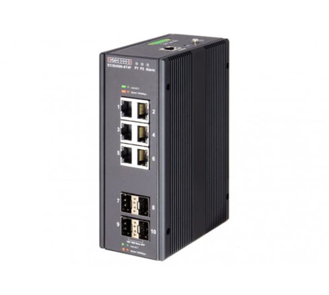 Industrial Gigabit Ethernet Switch with 6 10/100/1000BASE-T ports, 4 10/100/1000BASE-X SFP slots