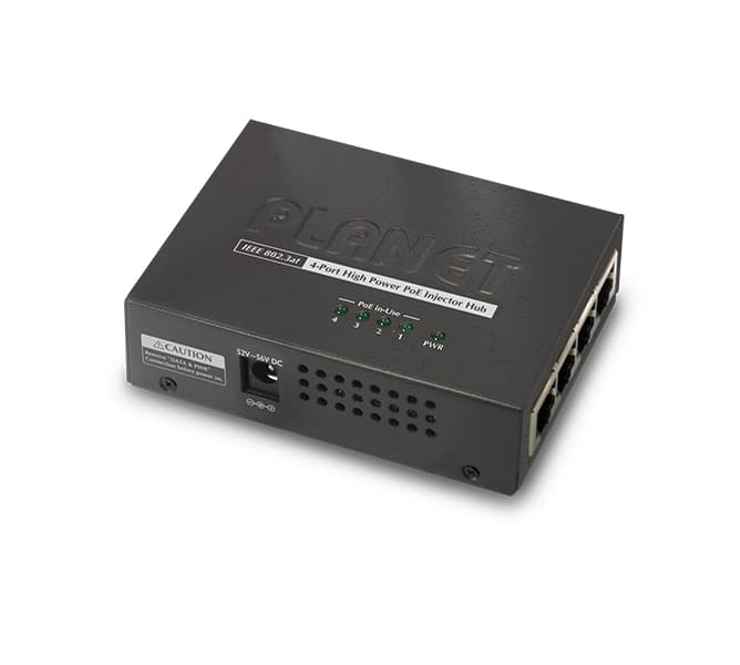 4-Port IEEE 802.3at High Power over Ethernet Injector Hub